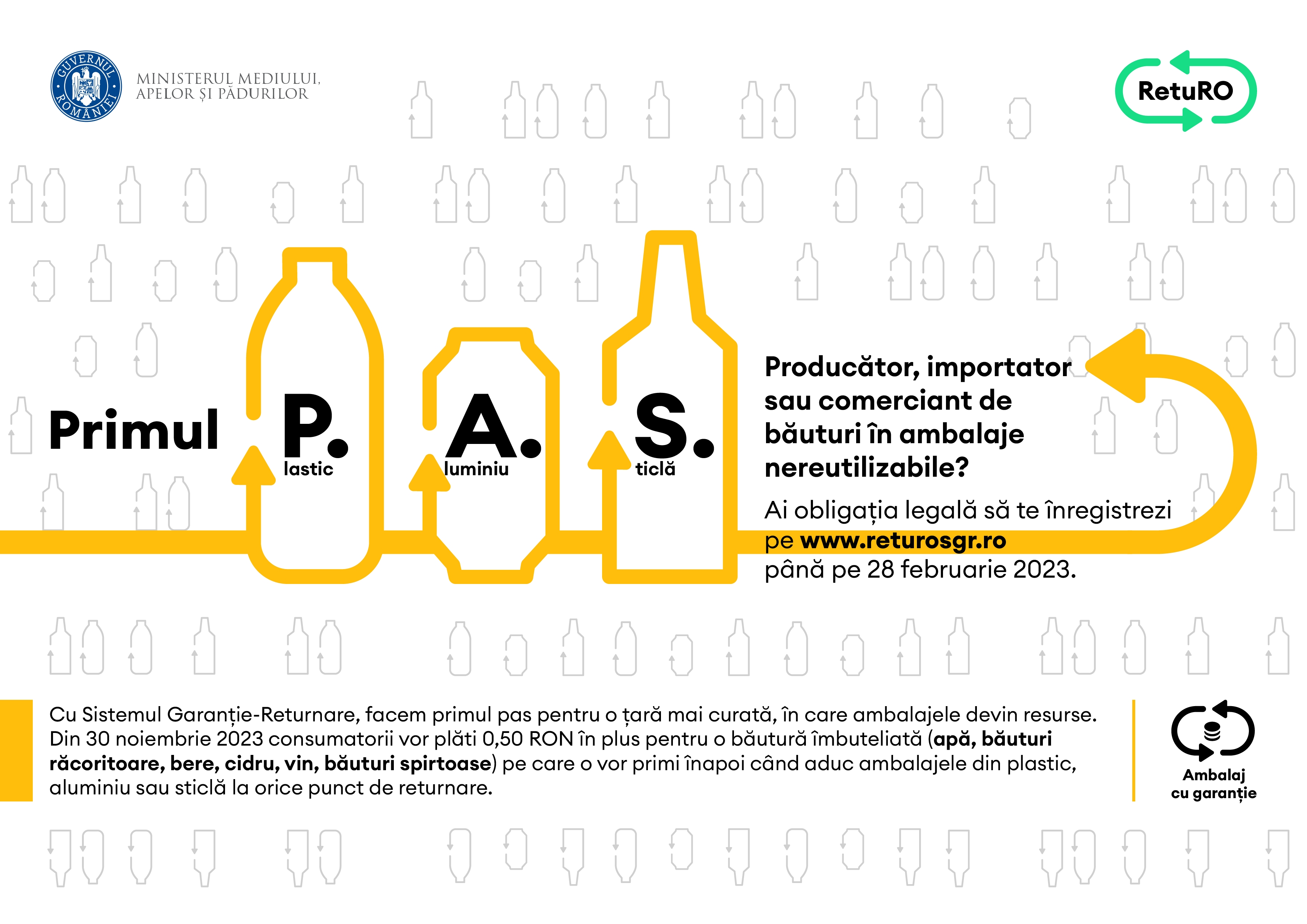 Doar două săptămâni rămase pentru înregistrarea în baza de date a  Sistemului de Garanție-Returnare (SGR)