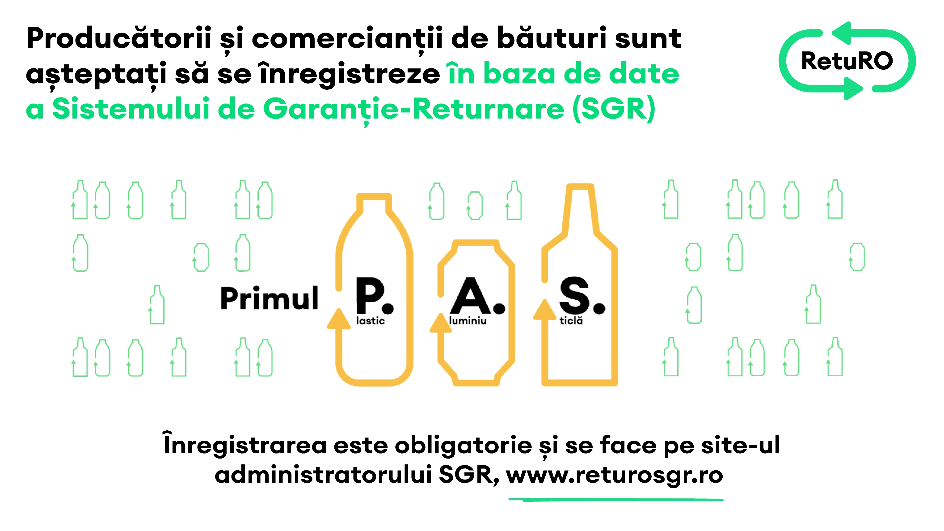 Producătorii și comercianții de băuturi sunt așteptați să se înregistreze în baza de date a Sistemului de Garanție-Returnare (SGR)